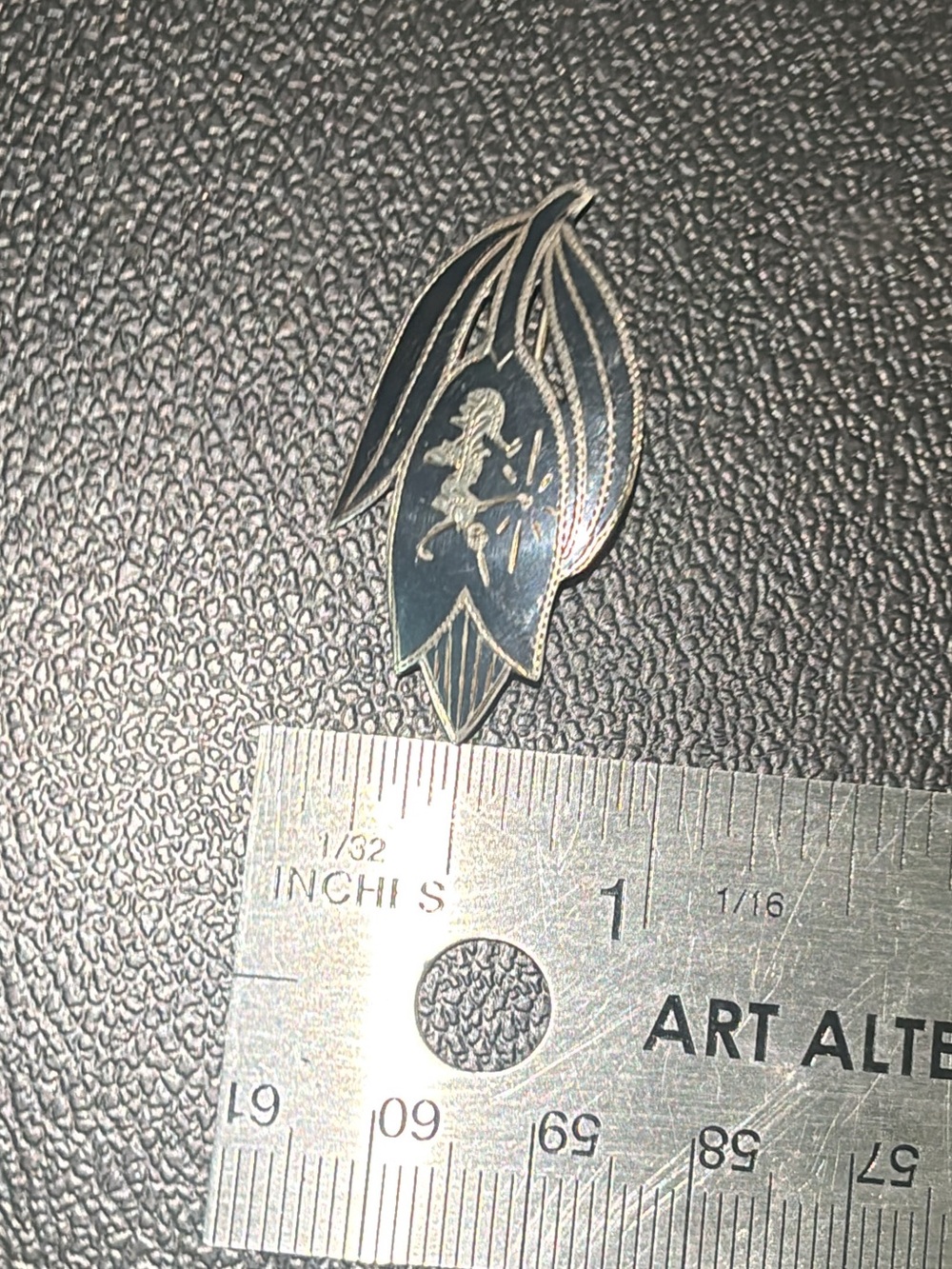 Siam Vintage Sterling Silver Leaf Pin with Floral Motif